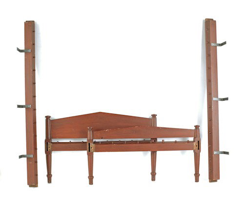Two Sheraton painted rope beds, 30'' h., 76'' w.,: Two Sheraton painted rope beds, 30'' h., 76'' w., 50 1/2'' d. and 28 3/4'' h., 69'' w., 50 1/2'' d.