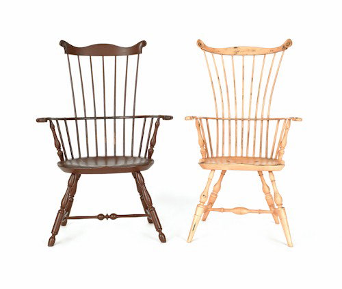 Two contemporary Windsor armchairs by W. Wallick.: Two contemporary Windsor armchairs by W. Wallick.