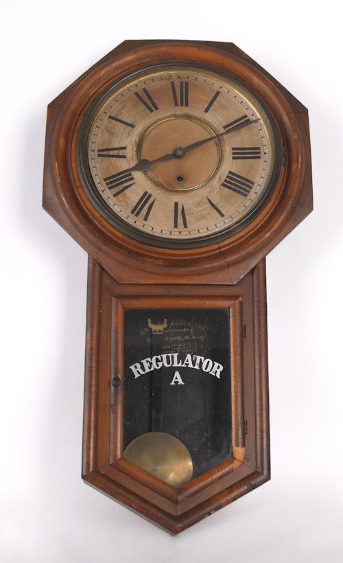 Ansonia regulator clock, 31 3/4'' h.: Ansonia regulator clock, 31 3/4'' h.