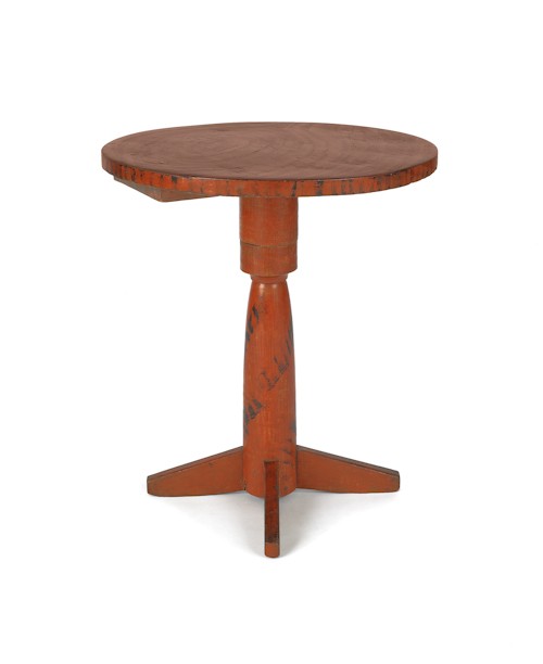 New England painted maple candlestand, 19th c., 2: New England painted maple candlestand, 19th c., 24'' h., 21 1/2'' dia.