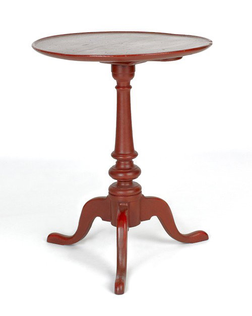 New England painted candlestand, early 19th c., 2: New England painted candlestand, early 19th c., 25 1/2'' h., 20'' w.