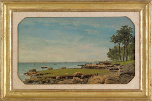 George Thompson Hobbs (American, 1846-1929), oil: George Thompson Hobbs (American, 1846-1929), oil on board coastal scene, signed lower right, 12'' x 20''/