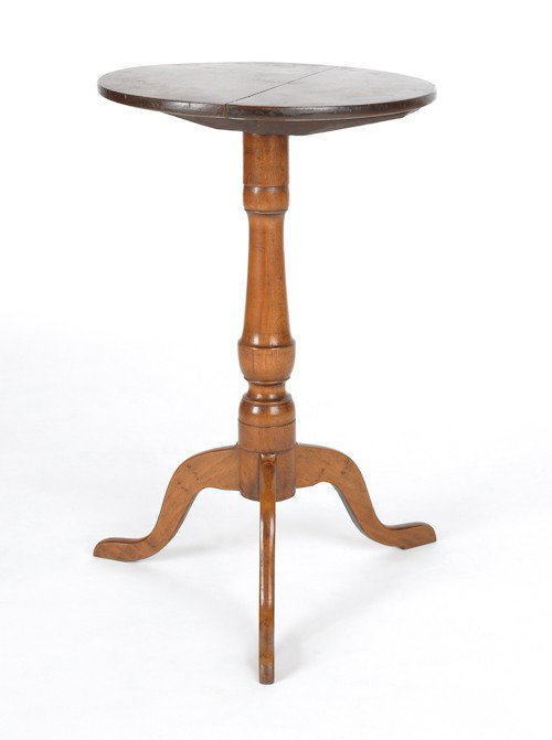 New England maple candlestand, ca. 1808, 26'' h.,: New England maple candlestand, ca. 1808, 26'' h., 17'' w.