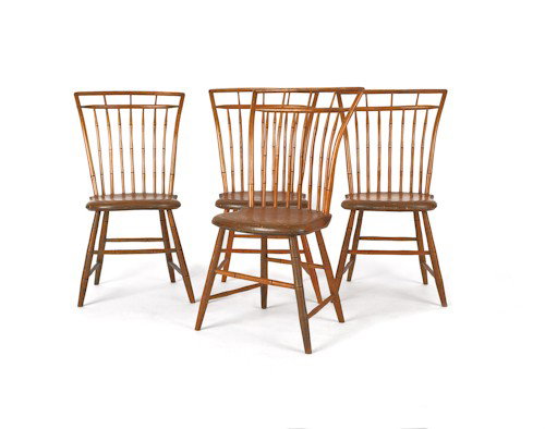 Set of four rodback Windsor side chairs, ca. 1820: Set of four rodback Windsor side chairs, ca. 1820.