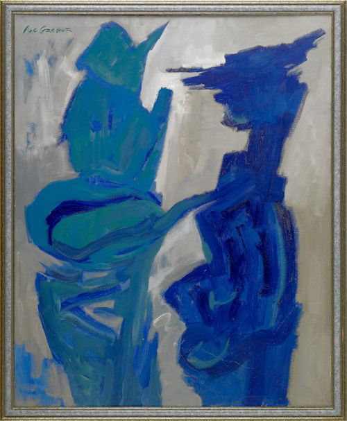 John MacGregor (British, b. 1944) Oil on canvas a: John MacGregor (British, b. 1944) Oil on canvas abstract, 20th c., signed MacGregor, 50'' x 40''.