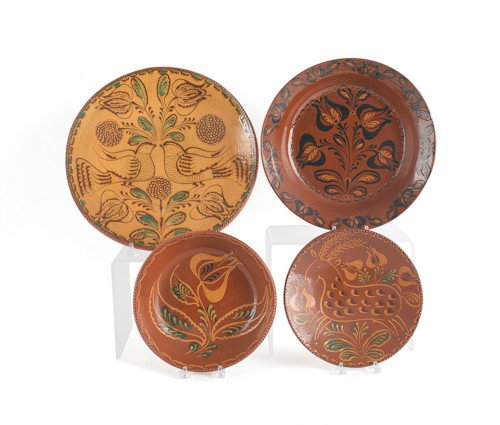 Four pieces of Lester Breininger pottery, 20th c.: Four pieces of Lester Breininger pottery, 20th c., together with four pieces of Ned Foltz pottery, largest - 15 1/2'' dia.