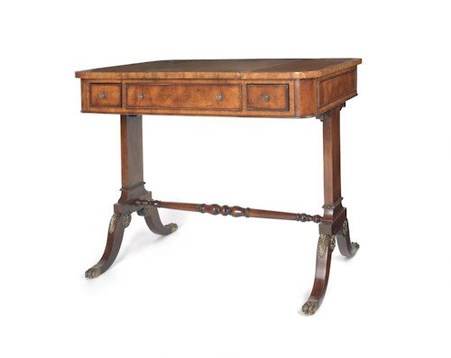 Regency style mahogany games table, 30'' h., 36'': Regency style mahogany games table, 30'' h., 36'' w., 25'' d.