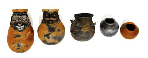 Five New Guinea earthenware figural pots, tallest: Five New Guinea earthenware figural pots, tallest - 25'' h.