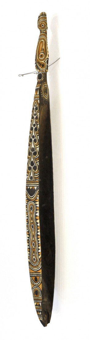 Two Papua, New Guinea painted, hollowed out canoe: Two Papua, New Guinea painted, hollowed out canoes, 121'' l. and 132'' l.