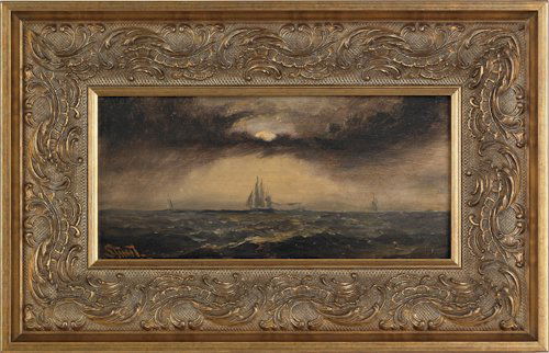 Alexander Charles Stuart (American, 1831-1898),: Alexander Charles Stuart (American, 1831-1898), oil on board seascape, signed lower left, 5'' x 11''.