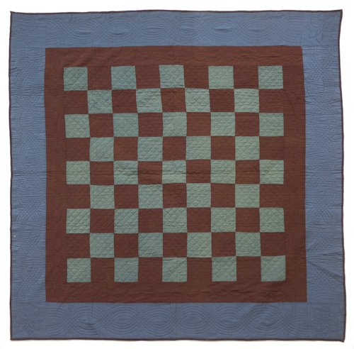 Mifflin County, Pennsylvania Amish pieced checke: Mifflin County, Pennsylvania Amish pieced checkerboard quilt, ca. 1940, 76'' x 78''.