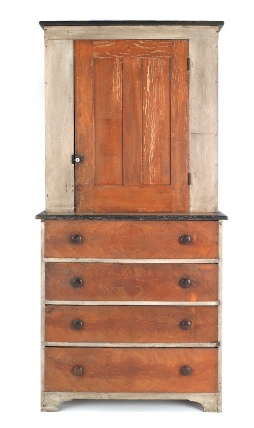 781 Ohio painted wall cupboard, ca. 1840, with a gr