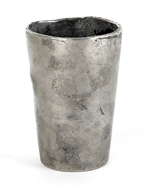 Peter Derr (Berks County, Pennsylvania, 1793-186: Peter Derr (Berks County, Pennsylvania, 1793-1868), pewter beaker, stamped P.D, 3'' h.