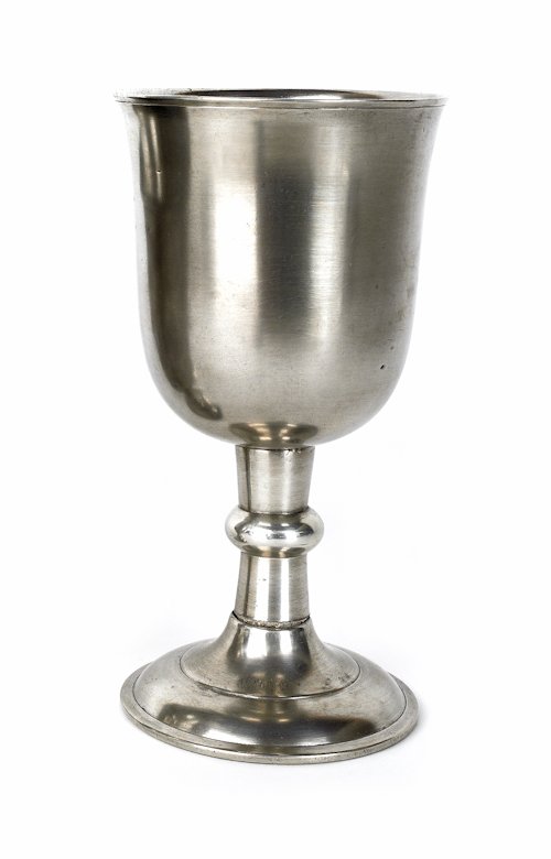 Philadelphia pewter chalice, ca. 1830, bearing: Philadelphia pewter chalice, ca. 1830, bearing the touch of John H. Palethorp, 7 1/2'' h.