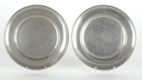 Two Philadelphia pewter plates, ca. 1805, beari: Two Philadelphia pewter plates, ca. 1805, bearing the touch of Parks Boyd, 7 7/8'' dia. Provenance: one plate from the collection of John B. Kerfoot.