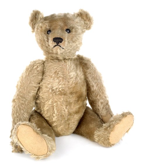 Steiff jointed mohair teddy bear, early 20th c.: Steiff jointed mohair teddy bear, early 20th c., with shoe button eyes and a swivel head, 16'' h.