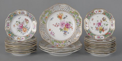 Carl Thieme reticulated porcelain plates, to incl: Carl Thieme reticulated porcelain plates, to include four plates, 10 1/4'' dia. and nineteen plates, 7 1/4'' dia.