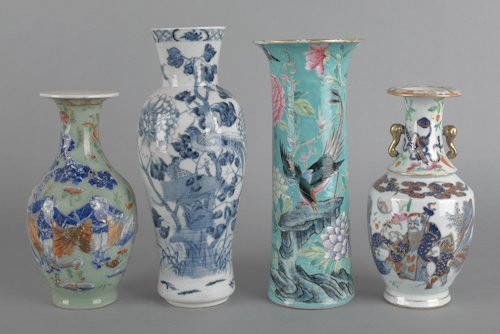 Four Chinese export porcelain vases, tallest - 11: Four Chinese export porcelain vases, tallest - 11 1/2'' h.