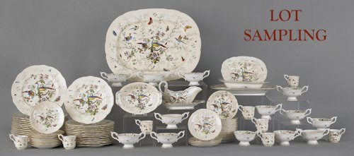 Coalport Cairo pattern dinner service, to include: Coalport Cairo pattern dinner service, to include cups and saucers, platter, and dinner plates, 150 pieces.