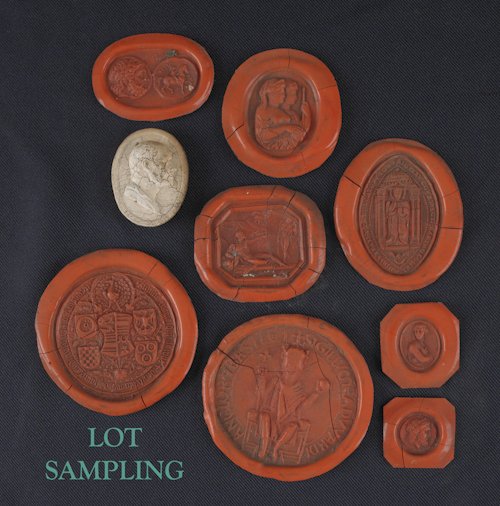Collection of continental wax and plaster medalli: Collection of continental wax and plaster medallions.