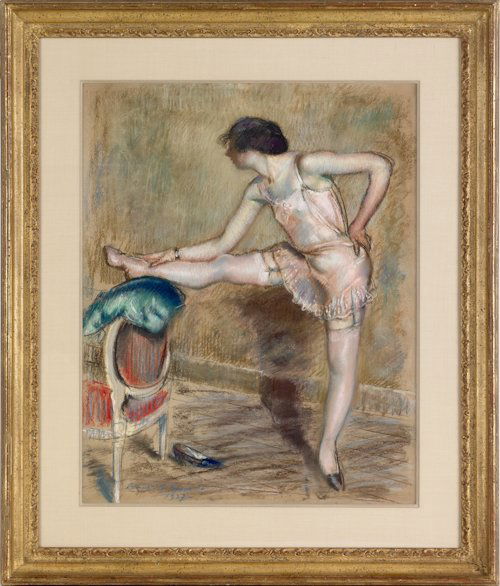 Carroll S. Tyson (American, 1877-1956), pastel of: Carroll S. Tyson (American, 1877-1956), pastel of a ballet dancer, signed lower left, 24 1/2'' x 19 1/2''.