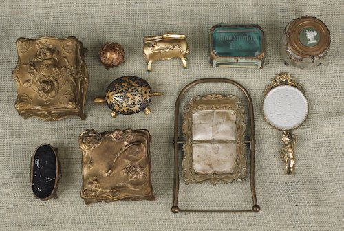 Group of decorative dresser boxes, etc., 19th/20t: Group of decorative dresser boxes, etc., 19th/20th c., approx. eleven pieces.