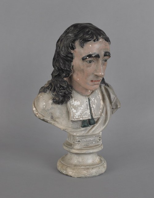 Large chalk bust of Milton, 19th c., 18'' h.: Large chalk bust of Milton, 19th c., 18'' h.