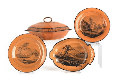 Four pieces of Davenport transfer decorated dinne: Four pieces of Davenport transfer decorated dinnerwares, 19th c.