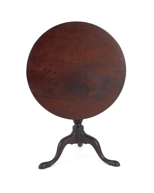 George II mahogany tea table, ca. 1765, 28 1/2'' h: George II mahogany tea table, ca. 1765, 28 1/2'' h., 30 1/4'' w.