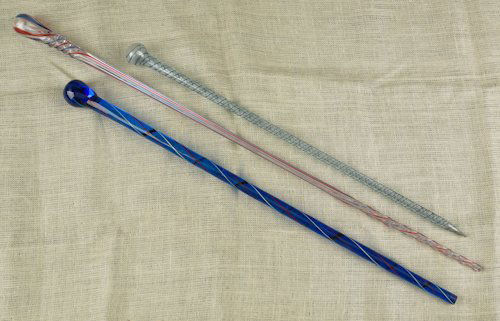 Three Venetian art glass parade canes. Provenance: Three Venetian art glass parade canes. Provenance: the Collection of Charlene Sussel, Garrett Park, Maryland.