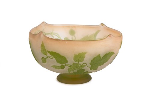 Galle cameo glass bowl, 4 1/2'' h., 8'' w. Provena: Galle cameo glass bowl, 4 1/2'' h., 8'' w. Provenance: the Collection of Charlene Sussel, Garrett Park, Maryland.