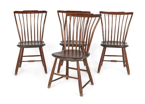 Set of four Pennsylvania step down Windsor chairs: Set of four Pennsylvania step down Windsor chairs, early 19th c.