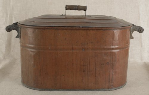 Copper apple butter kettle, 19th c., together wit: Copper apple butter kettle, 19th c., together with a copper wash boiler, largest - 19'' h., 24 1/2'' dia.