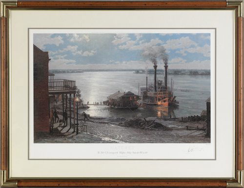 John Stobart (American, b. 1929), photo off-set o: John Stobart (American, b. 1929), photo off-set of the Natchez, edition 579/750, 22 1/2'' x 32''.