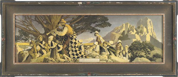 Maxfield Parrish lithograph, titled The Pied Pip: Maxfield Parrish lithograph, titled The Pied Piper, 6 1/2'' x 20 1/2''.