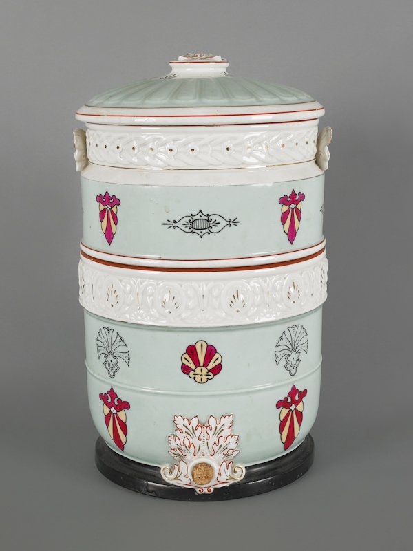 Union Porcelain Works, Green Point, Long Island,: Union Porcelain Works, Green Point, Long Island, NY, water cooler, late 19th c., 17 1/4'' h.