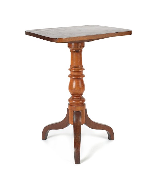 Pennsylvania Federal walnut and cherry candlestan: Pennsylvania Federal walnut and cherry candlestand, 19th c., 28'' h., 20 1/2'' w.