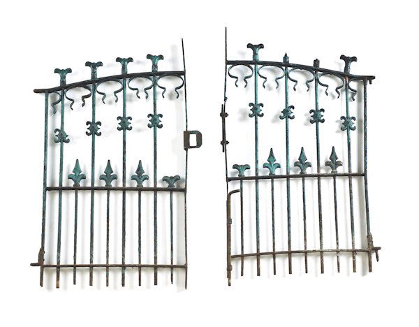 Painted cast iron double iron gate, late 19th c.,: Painted cast iron double iron gate, late 19th c., 42 1/2'' h., 50'' w.