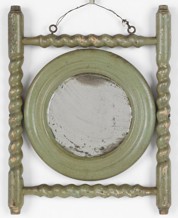 Mahogany ogee mirror, together with a painted cot: Mahogany ogee mirror, together with a painted cottage mirror, largest - 40'' x 26''.