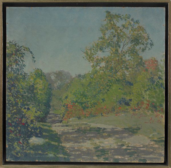 Carl E. Lawless (American 1894-1964), oil on ca: Carl E. Lawless (American 1894-1964), oil on canvas landscape, signed lower left, 15'' x 15''.