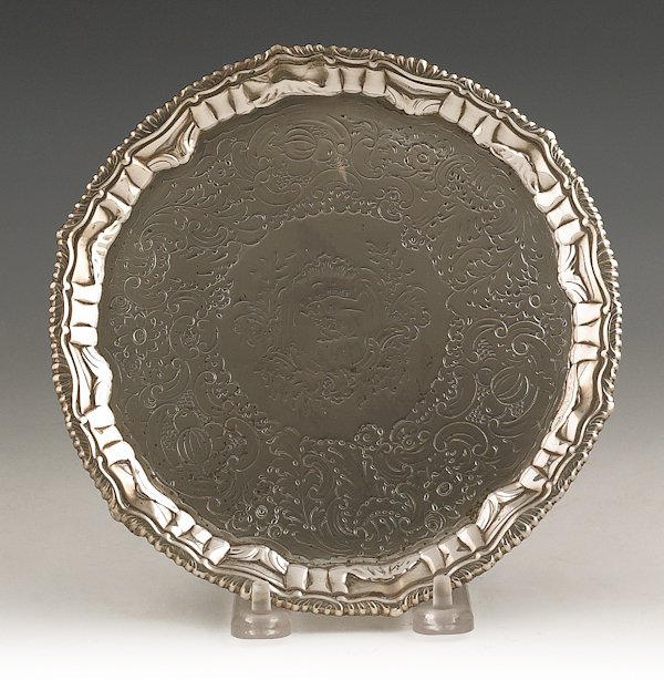 Georgian silver waiter, 1759-60, bearing the to: Georgian silver waiter, 1759-60, bearing the touch of Richard Rugg, 7 3/8'' dia., 8.6 ozt.