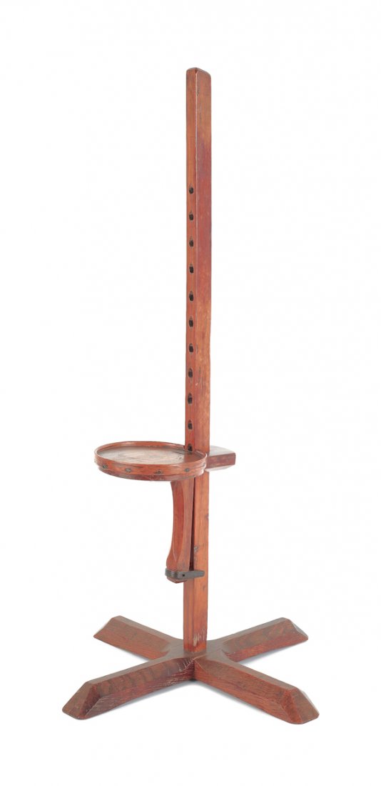 Pennsylvania maple ratchet candlestand, late 18t: Pennsylvania maple ratchet candlestand, late 18th c., probably Lititz area, 33 1/2'' h. Provenance: Titus Geesey.