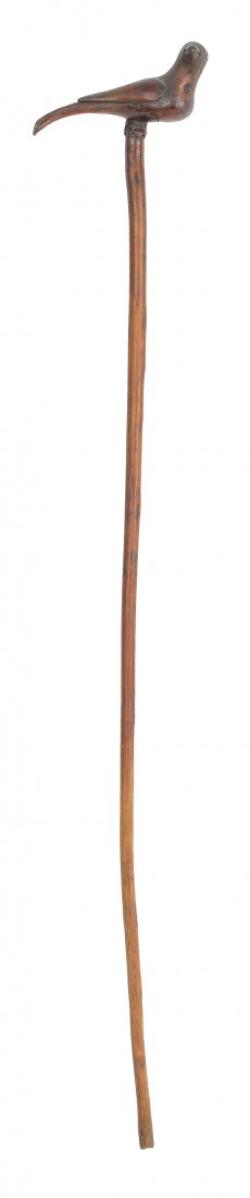 Schtockschnitzler Simmons (Southeastern Pennsylv: Schtockschnitzler Simmons (Southeastern Pennsylvania, active 1885-1910), carved cane with a bird grip, 31 1/4'' l.