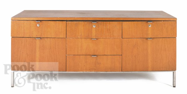 Florence Knoll for Knoll credenza with a chrome b: Florence Knoll for Knoll credenza with a chrome base, 25 3/4'' h., 58 3/4'' w., 20'' d.