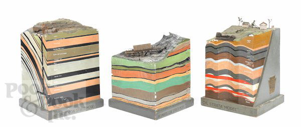 Three WPA plaster models showing coal strata, lar: Three WPA plaster models showing coal strata, largest - 23'' x 15 1/2''. Provenance: Property deaccessioned from the Reading Public Museum.