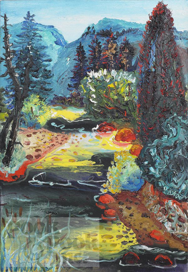 Peter Dean (American 1939-1993), oil on canvas, t: Peter Dean (American 1939-1993), oil on canvas, titled Eagle Valley Stream, signed verso, 36'' x 24''.