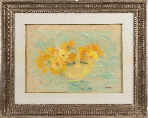 Paul Lucien Maze (French 1887-1979), pastel of: Paul Lucien Maze (French 1887-1979), pastel of a bowl of flowers, signed lower right, 11 1/2'' x 16 1/2''.