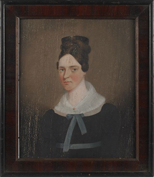 William Matthew Prior (American 1806-1873).: William Matthew Prior (American 1806-1873), oil on panel portrait of a woman, ca. 1840, initialed verso {W. M. P.}, 12" x 9 3/4".