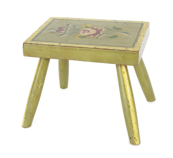Pennsylvania painted poplar footstool, 19th c., 8: Pennsylvania painted poplar footstool, 19th c., 8 1/2'' h., 10'' w.