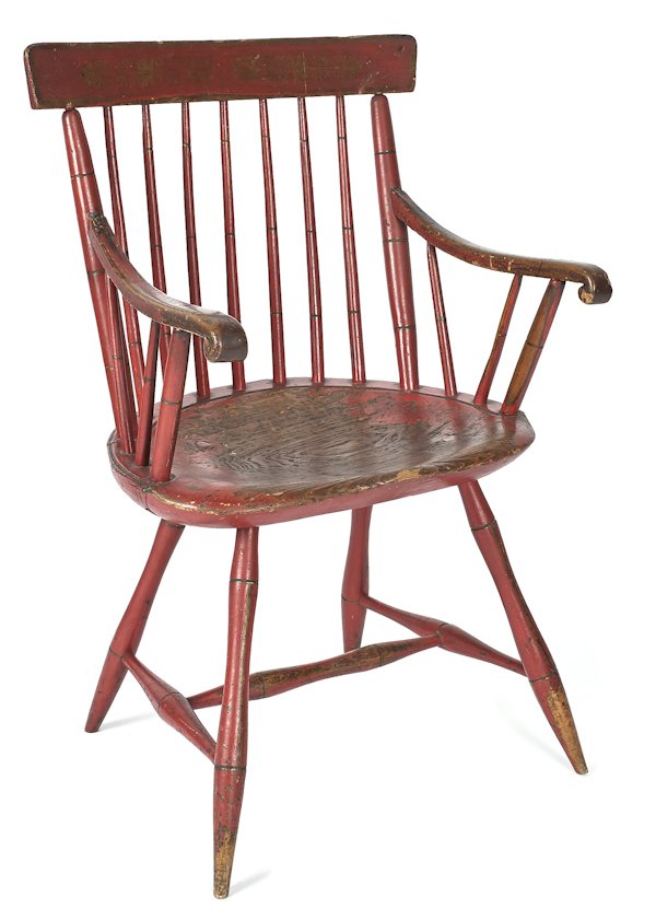 Painted rodback Windsor armchair.: Painted rodback Windsor armchair.